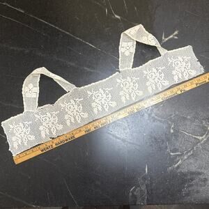 Vintage Handmade Filet Crochet Bralette Crop Top Scallop Pearl Button